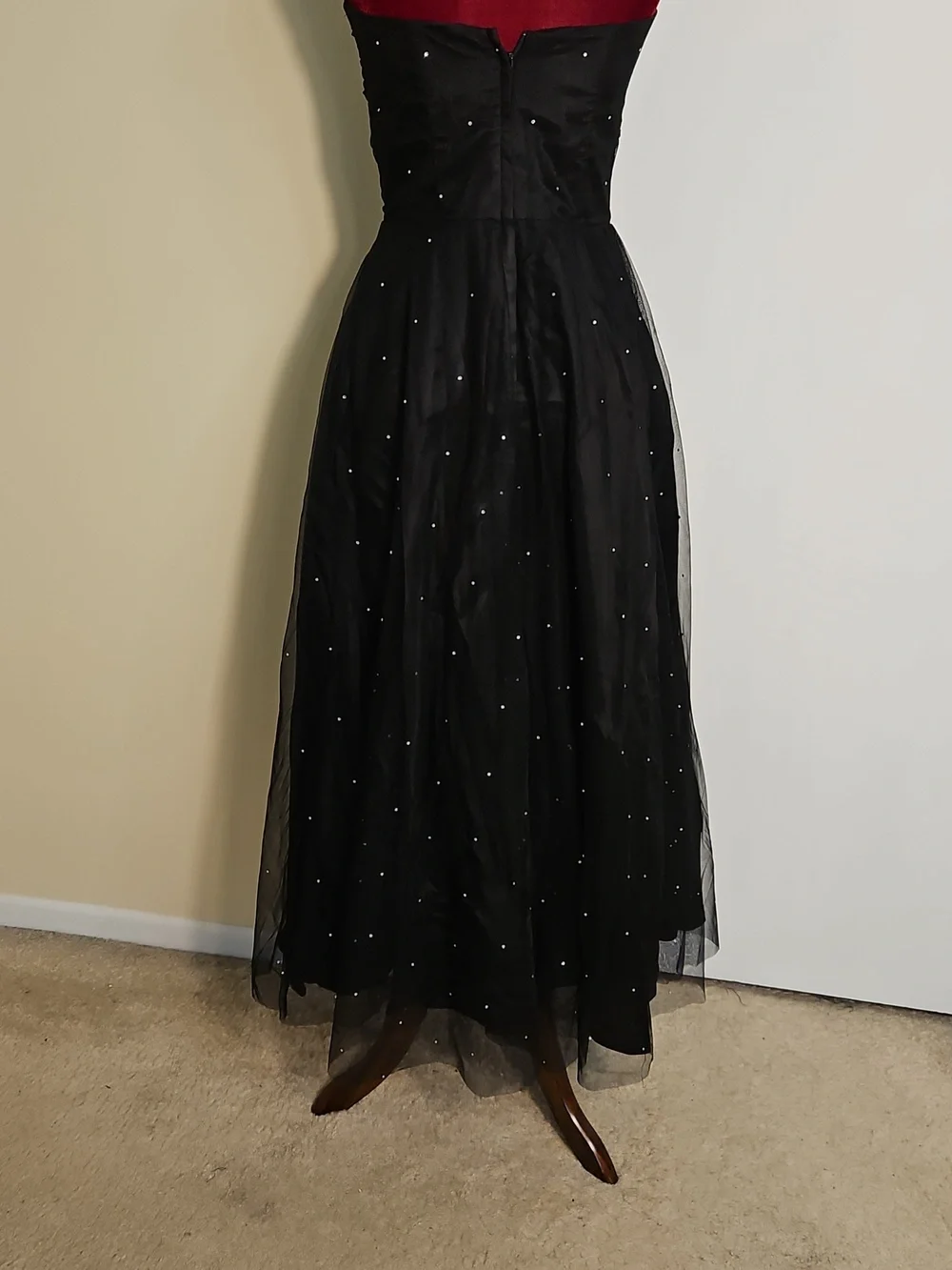 Strapless Black Evening Gown with Rhinestone Details Size 8 - Picture 4 of 7